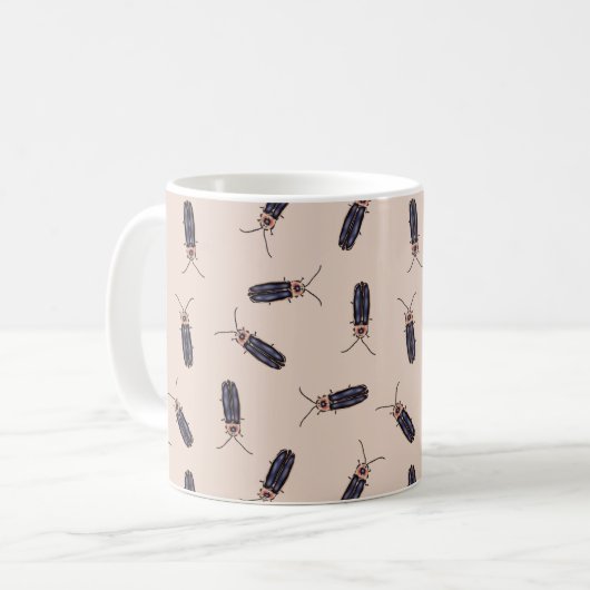 Lightning Bugs - Beige Coffee Mok (Voorkant links)