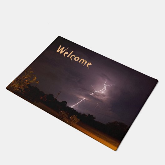Lightning Night storm Welkomstdeurmat Deurmat (Schuin)