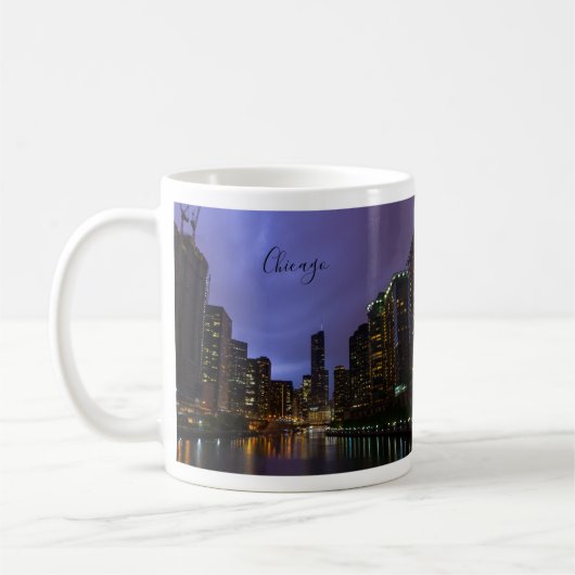 Lightning Over Chicago River Coffee Mok (Links)