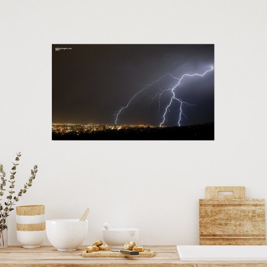 Lightning over Salt Lake City Poster (Keuken)