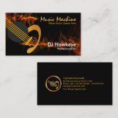 Lightning Red Sound Wave Gold Guitar DJ Visitekaartje (Voorkant / Achterkant)