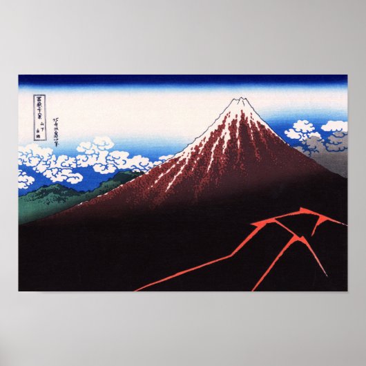 Lightning Storm Mt Fuji Hokusai Poster (Voorkant)