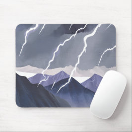 Lightning Storm | Watercolor Dark Mountains Muismat