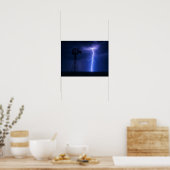 Lightning Strike Windmill Poster - Dramatic Texas  (Cuisine)