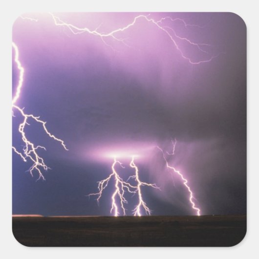 Lightning. Vierkante Sticker (Voorkant)