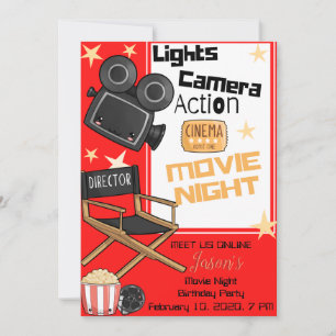 Lights Camera Action Anniversaire Carte d'invitati