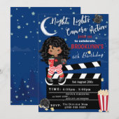 Lights Caméra Film Nuit Anniversaire Carte d'invit (Devant / Derrière)
