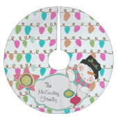 Lights Happy Snowman Custom Holiday Tree Rok Kerstboom Rok (Voorkant)