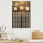 Lights + Rustic Mason Jar Mariage Tableau de siège (Cuisine)