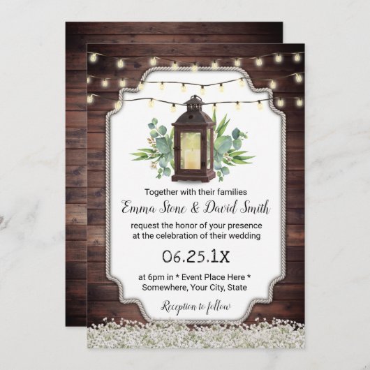  Lights Rustic Wedding Kaart (Voorkant / Achterkant)