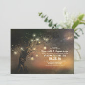 Lights Tree & Mason Jars rustieke bruiloft uitnodi Kaart (Staand voorkant)
