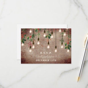 Lights Winter Brick Christmas Wedding RSVP Kaartje