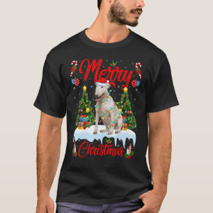 Lights Xmas Tree Santa Bull Terrier Dog Kerstmis T-shirt