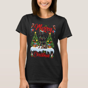 Lights Xmas Tree Santa Doberman Pinscher Dog Chris T-shirt