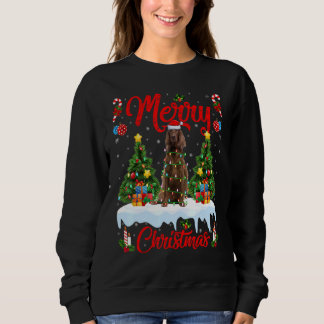 Lights Xmas Tree Santa Irish Setter Dog Kerstmis Trui