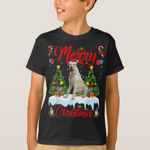 Lights Xmas Tree Santa Irish Wolfhound Dog Christm T-shirt