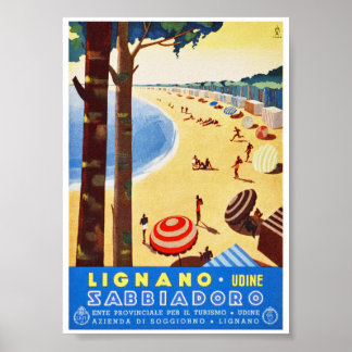 Lignano Italië Vintage Reisposter Gerestaureerd Poster