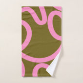 Ligne Abstraite Rose Et Vert Olive (Serviette à main)