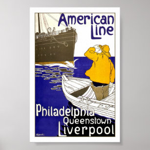 LIGNE AMÉRICAINE - Poster Vintage voyage