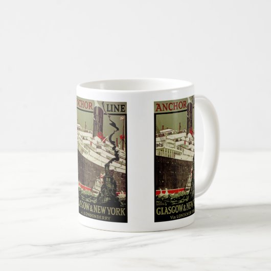 Ligne Ancre ~ Glasgow-New York Coffee Mug (Devant droit)