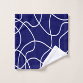 Ligne Art : Blanc sur Bleu foncé (Gant de toilette)