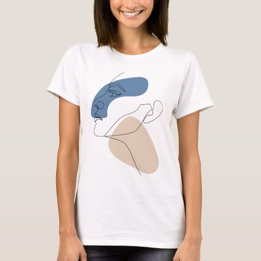 Ligne art Dessin Femme visage portrait Tshirt (Devant)