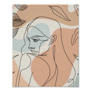 Ligne Art Femme & Feuille Photo agrandissement