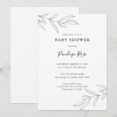 Ligne Art Foliage Baby shower feuille Invitation (Devant / Derrière)