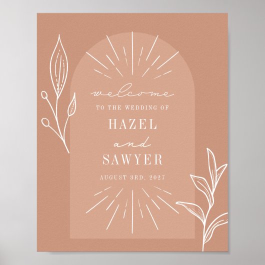 Ligne Art Script Terracotta Mariage Welcome Poster (Devant)