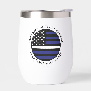 Ligne blanche mince personnalisée USA Drapeau EMS