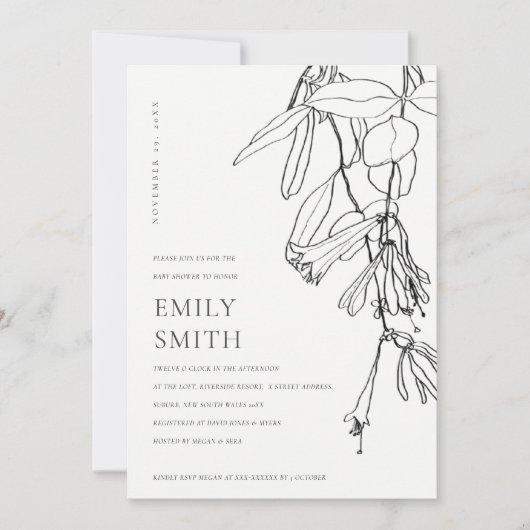 LIGNE BLANCHE NOIRE DESSINANT LA CARTE DE BABY SHO (Devant)