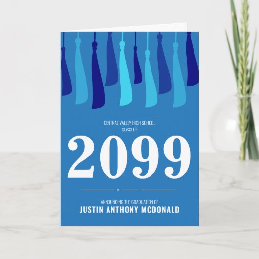 Ligne Bleue de Tassels Photo Graduation Invitation (Devant)