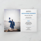 Ligne Bleue de Tassels Photo Graduation Invitation (Intérieur)