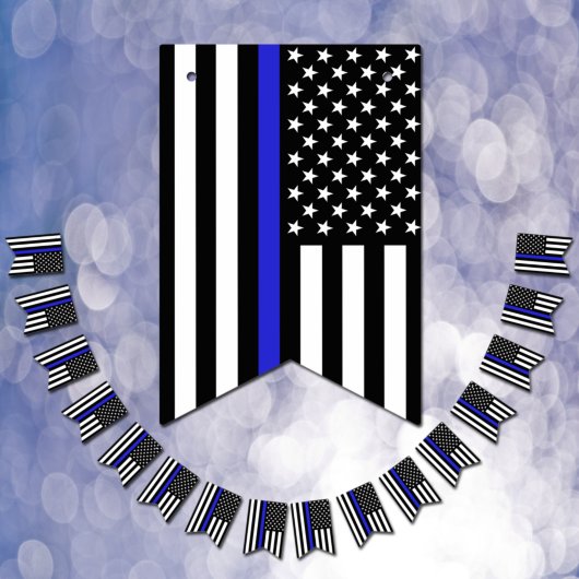 Ligne Bleue fine drapeau américain, policier / USA