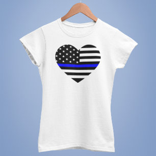 Ligne Bleue mince Drapeau américain - T-shirt fé