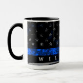 Ligne Bleue Mince Nommée Mug (Gauche)