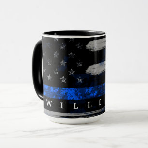 Ligne Bleue Mince Nommée Mug