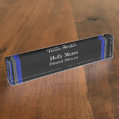 Ligne Bleue Mince - Plaque de nom Design Classique (Taille)