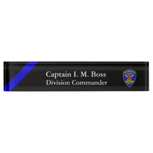 Ligne Bleue Mince SFPD Patch Desk Nom Plaque