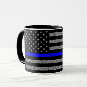 LIGNE BLEUE MINCE SOUTIEN POLICE CAFÉ MUG