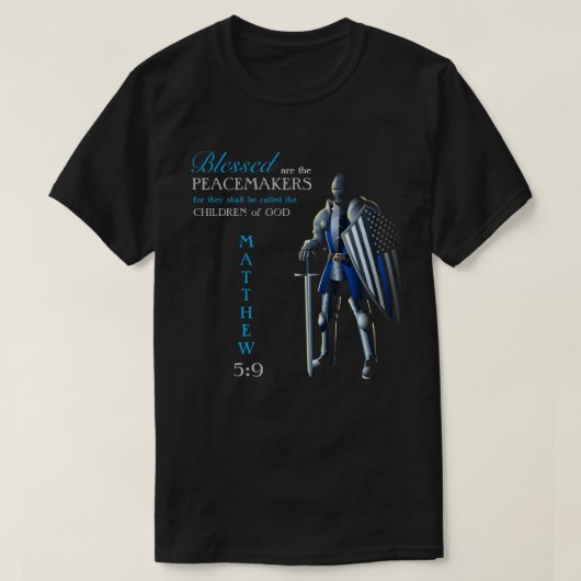 Ligne Bleue Mince US Matthew 5:9 T-shirt (Design devant)