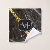 Ligne brillante or noir chic abstrait Monogramme (Gant de toilette)