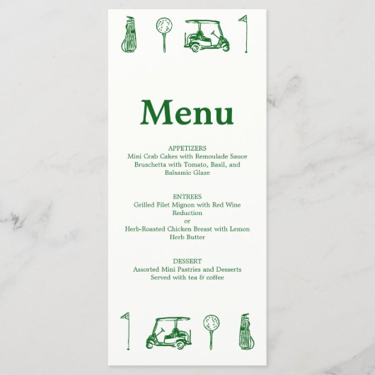 Ligne de dessins de menu de golf vert (Devant)