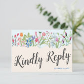 Ligne de la carte RSVP de mariage Fleurs sauvages  (Debout devant)