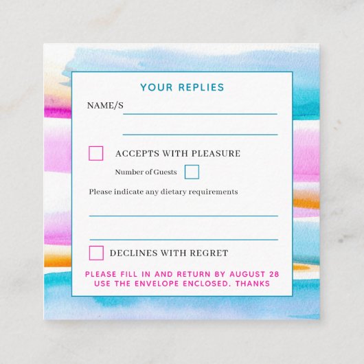 Ligne de marée Abstraite carte de réponse mariage (Dos)