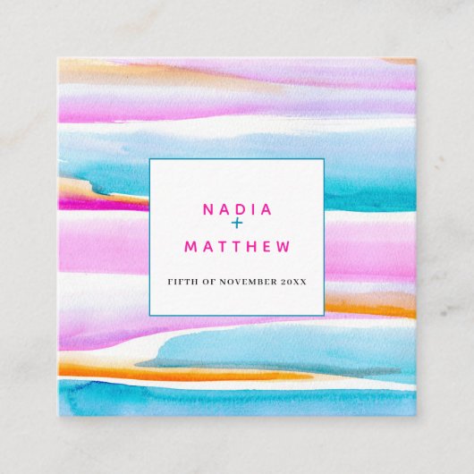 Ligne de marée Abstraite carte de réponse mariage (Devant)