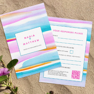 Ligne de marée Abstraite mariage réponse code QR