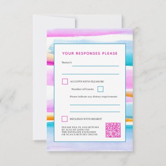 Ligne de marée Abstraite mariage réponse code QR (Dos)