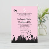 Ligne de ville rose Faire-part de mariage 5x7 (Debout devant)