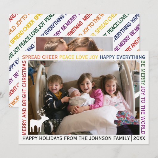 Ligne de voeux de Noël carte photo de vacances (Devant / Derrière)